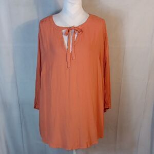 Torrid Coral Blouse with Tie Neck